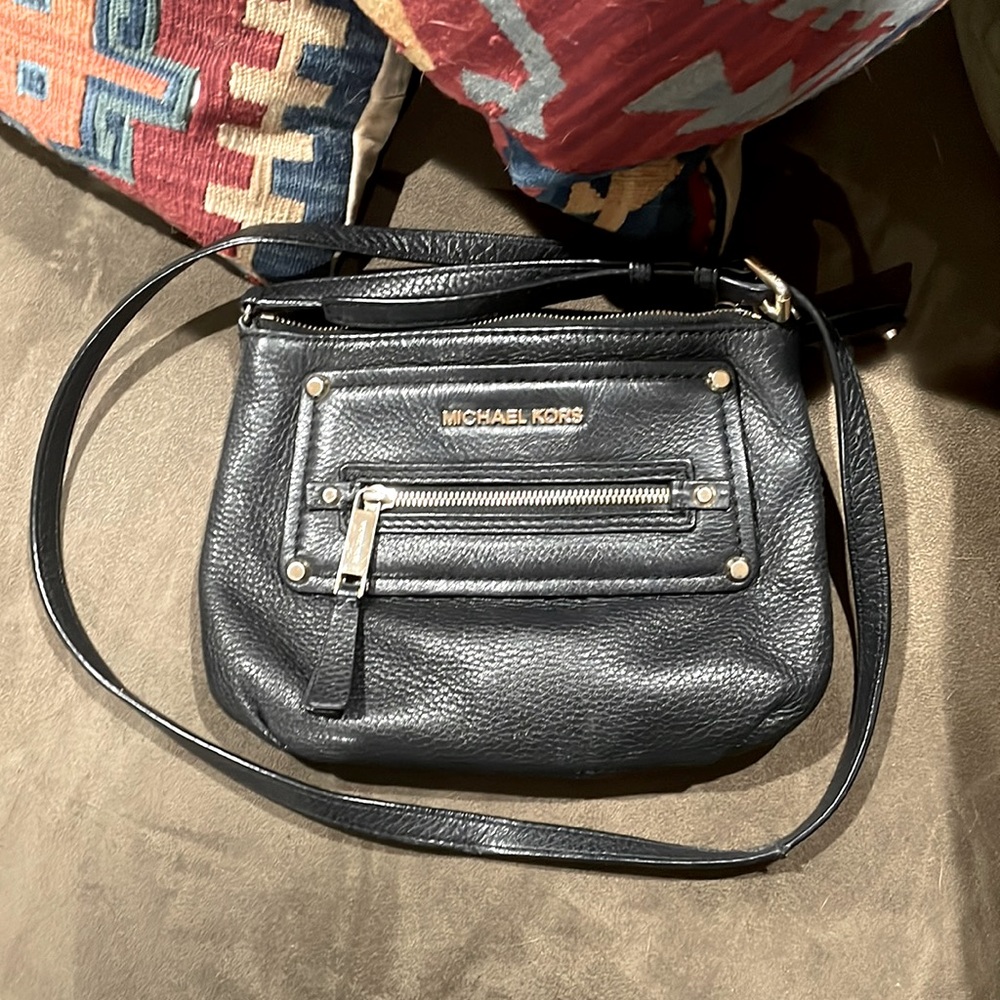 Black and gold leather large clutch